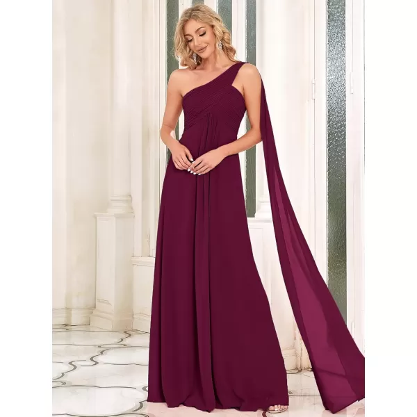 imageEverPretty Womens Summer OneShoulder Empire Waist Chiffon Pleated Maxi Formal Dress 09816Mulberry