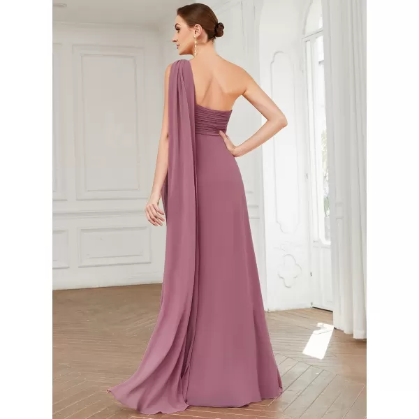 imageEverPretty Womens Summer OneShoulder Empire Waist Chiffon Pleated Maxi Formal Dress 09816Orchid