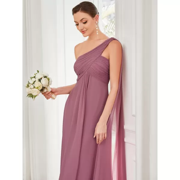 imageEverPretty Womens Summer OneShoulder Empire Waist Chiffon Pleated Maxi Formal Dress 09816Orchid