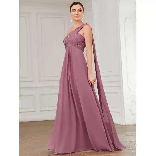 imageEverPretty Womens Summer OneShoulder Empire Waist Chiffon Pleated Maxi Formal Dress 09816Orchid