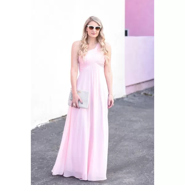 imageEverPretty Womens Summer OneShoulder Empire Waist Chiffon Pleated Maxi Formal Dress 09816Pink