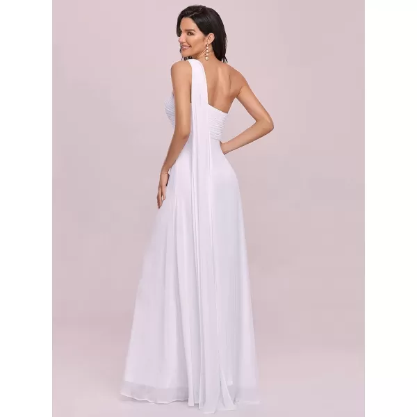 imageEverPretty Womens Summer OneShoulder Empire Waist Chiffon Pleated Maxi Formal Dress 09816White