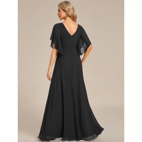 imageEverPretty Womens V Neck Half Sleeves A Line Applique Maxi Evening Dresses 02033Black