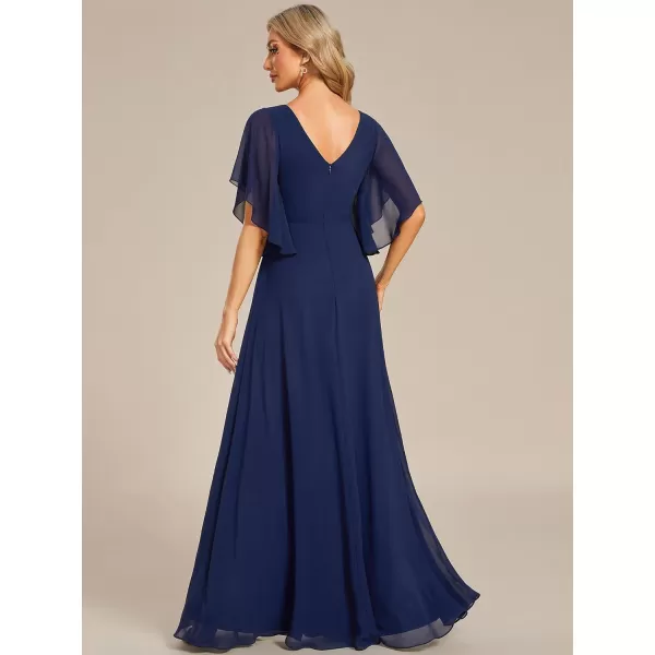 imageEverPretty Womens V Neck Half Sleeves A Line Applique Maxi Evening Dresses 02033Navy Blue