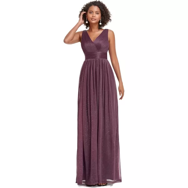 imageEverPretty Womens VNeck High Wasit Glitter Maxi Evening Dress 07764USADark Purple