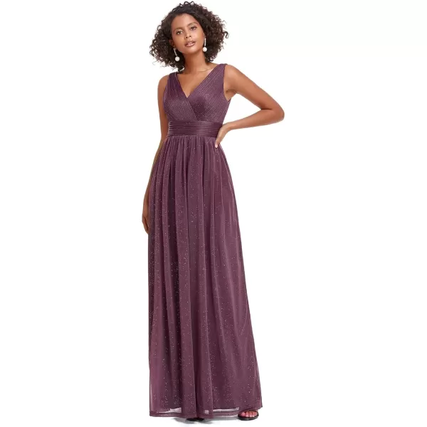 imageEverPretty Womens VNeck High Wasit Glitter Maxi Evening Dress 07764USADark Purple