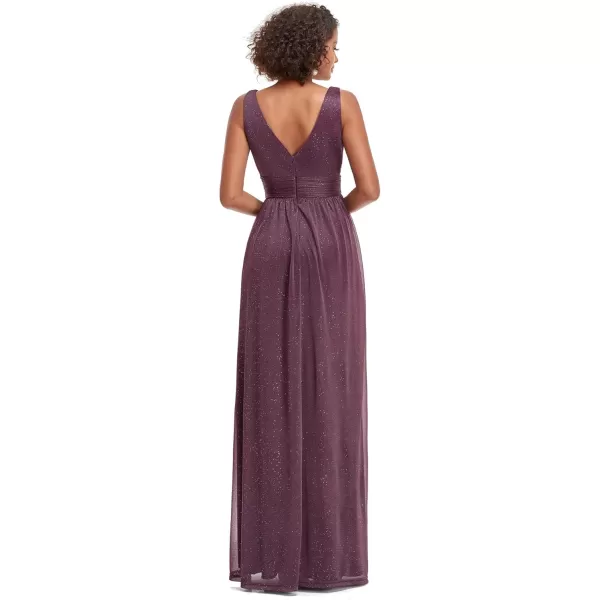 imageEverPretty Womens VNeck High Wasit Glitter Maxi Evening Dress 07764USADark Purple