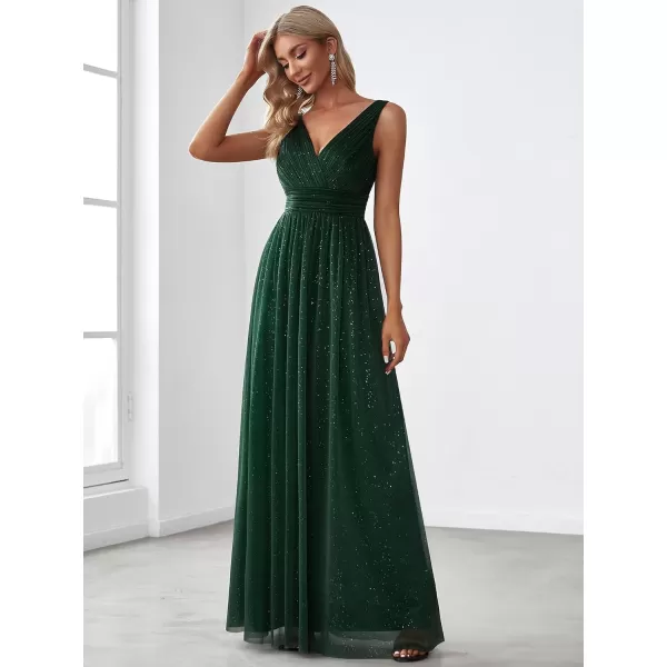 imageEverPretty Womens VNeck High Wasit Glitter Maxi Evening Dress 07764USAGreen