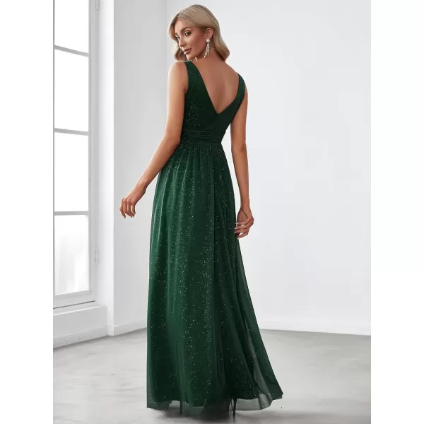 imageEverPretty Womens VNeck High Wasit Glitter Maxi Evening Dress 07764USAGreen