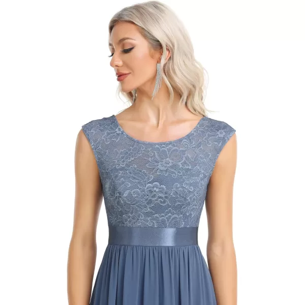 imageEverPretty Womens Womens Crew Neck Ruched Empire Wasit Bridesmaid DressesAhaze Blue