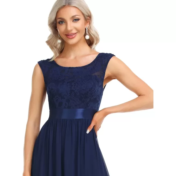 imageEverPretty Womens Womens Crew Neck Ruched Empire Wasit Bridesmaid DressesAnavy Blue