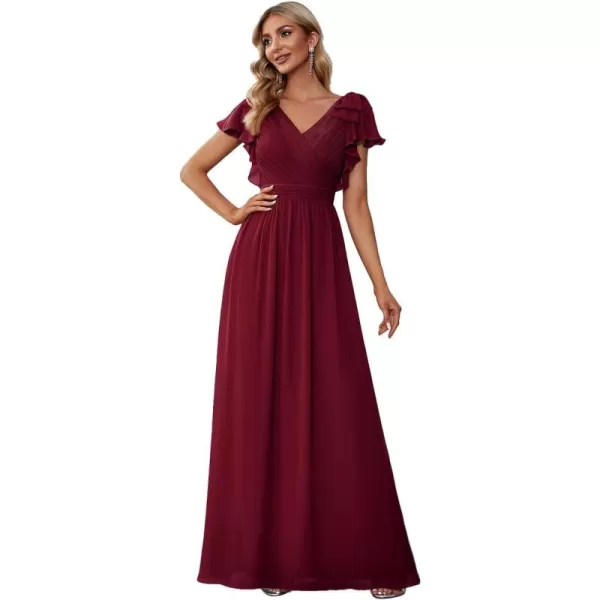 imageEverPretty Womens ALine Wedding Bridesmaid Dress Long Formal Dress 7709Burgundy