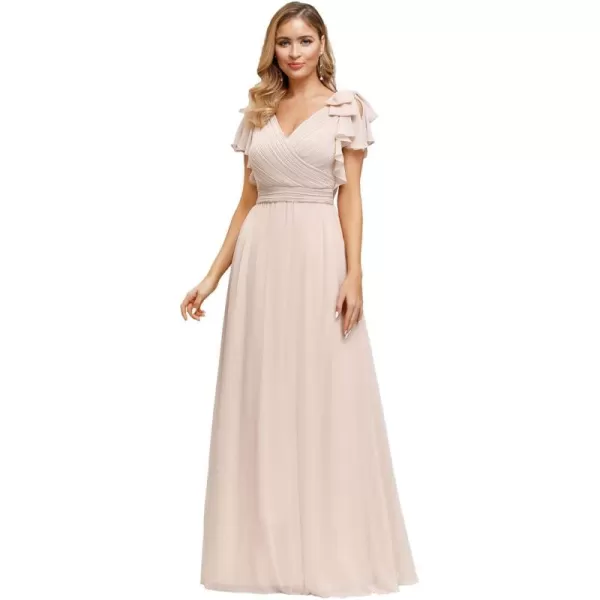 imageEverPretty Womens ALine Wedding Bridesmaid Dress Long Formal Dress 7709Pink