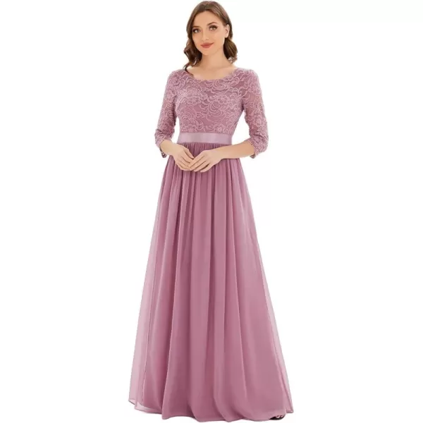 imageEverPretty Womens Bridesmaid Dresses 34 Sleeve Empire Waist Maxi Mother of The Bride Dresses 07412Orchid