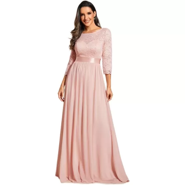 imageEverPretty Womens Bridesmaid Dresses 34 Sleeve Empire Waist Maxi Mother of The Bride Dresses 07412Pink