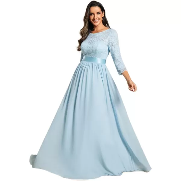 imageEverPretty Womens Bridesmaid Dresses 34 Sleeve Empire Waist Maxi Mother of The Bride Dresses 07412Sky Blue