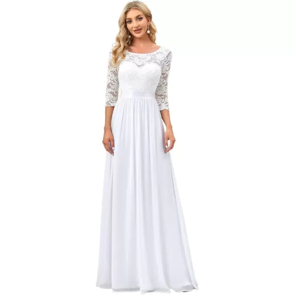 imageEverPretty Womens Bridesmaid Dresses 34 Sleeve Empire Waist Maxi Mother of The Bride Dresses 07412White