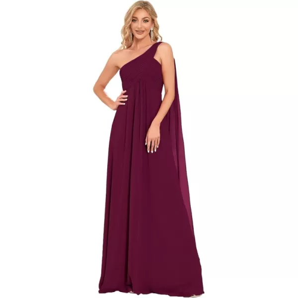 imageEverPretty Womens Summer OneShoulder Empire Waist Chiffon Pleated Maxi Formal Dress 09816Mulberry