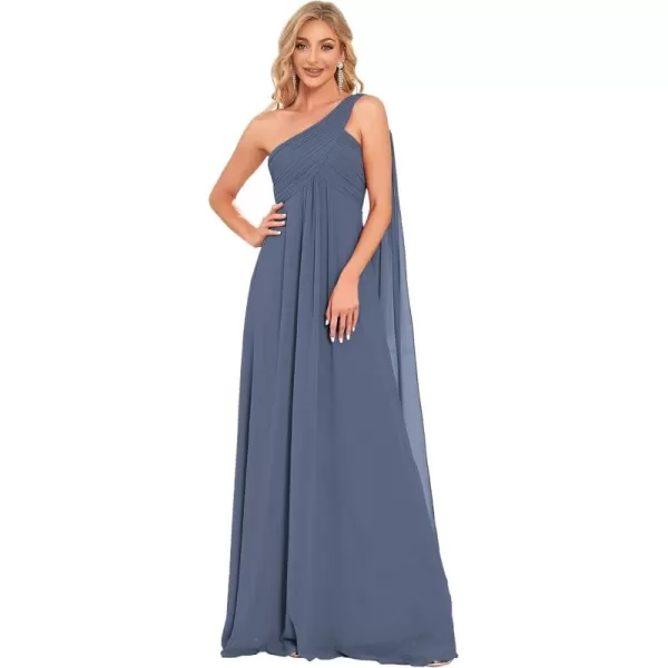 imageEverPretty Womens Summer OneShoulder Empire Waist Chiffon Pleated Maxi Formal Dress 09816Stormy