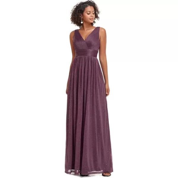 imageEverPretty Womens VNeck High Wasit Glitter Maxi Evening Dress 07764USADark Purple