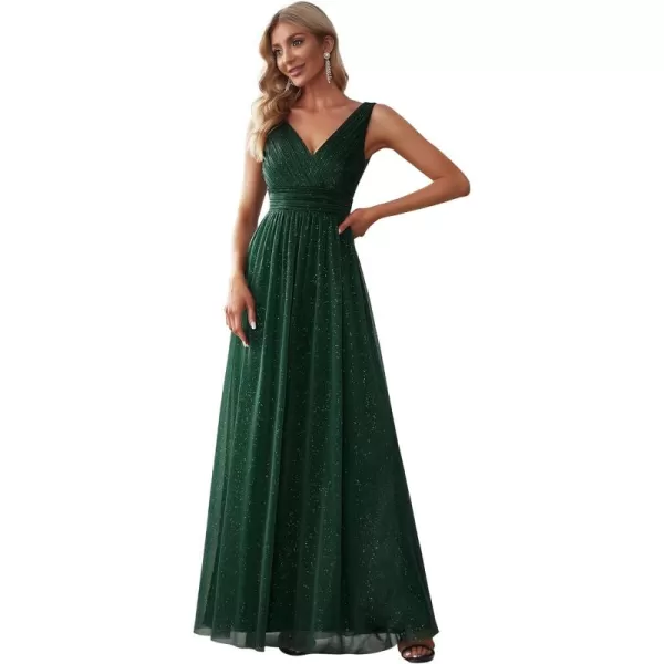 imageEverPretty Womens VNeck High Wasit Glitter Maxi Evening Dress 07764USAGreen