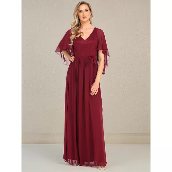 imageEverPretty Womens Aline Shawl Vneck Chiffon Evening Party Dress 0640Burgundy