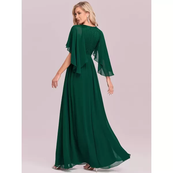 imageEverPretty Womens Aline Shawl Vneck Chiffon Evening Party Dress 0640Dark Green