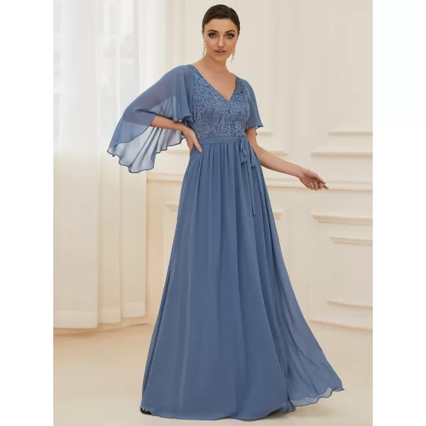 imageEverPretty Womens Aline Shawl Vneck Chiffon Evening Party Dress 0640Haze Blue