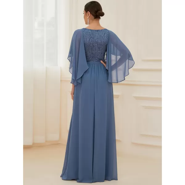 imageEverPretty Womens Aline Shawl Vneck Chiffon Evening Party Dress 0640Haze Blue