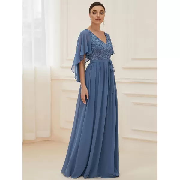 imageEverPretty Womens Aline Shawl Vneck Chiffon Evening Party Dress 0640Haze Blue