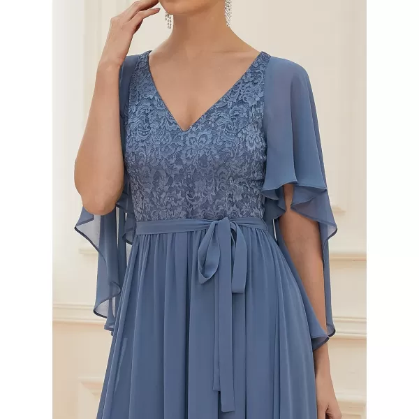 imageEverPretty Womens Aline Shawl Vneck Chiffon Evening Party Dress 0640Haze Blue