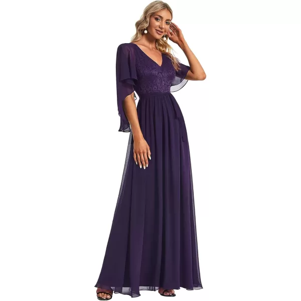 imageEverPretty Womens Aline Shawl Vneck Chiffon Evening Party Dress 0640Purple