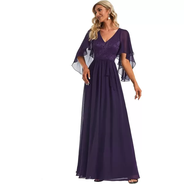 imageEverPretty Womens Aline Shawl Vneck Chiffon Evening Party Dress 0640Purple