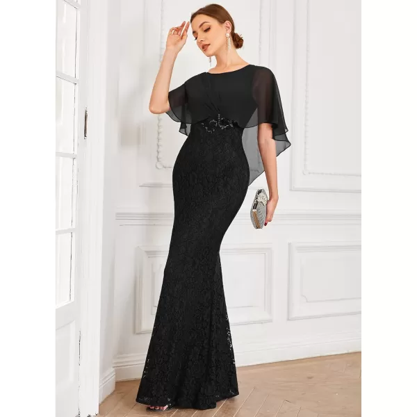 imageEverPretty Womens Crewneck Bodycon Mermaid Wedding Guest Mother of Bride Dress 0142ABlack