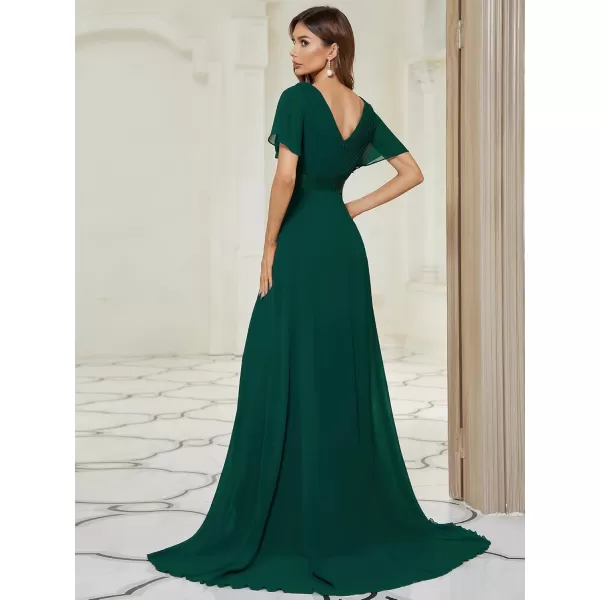 imageEverPretty Womens Formal Dress Short Sleeve VNeck Evening Dress Floor Length Mother of The Bride Dress 09890Green1