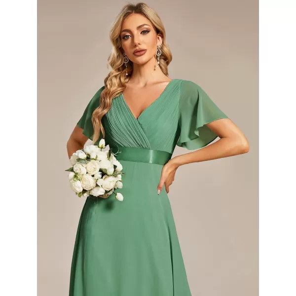 imageEverPretty Womens Formal Dress Short Sleeve VNeck Evening Dress Floor Length Mother of The Bride Dress 09890Light Green