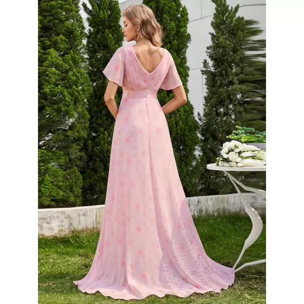 imageEverPretty Womens Formal Dress Short Sleeve VNeck Evening Dress Floor Length Mother of The Bride Dress 09890Light Purple Roses