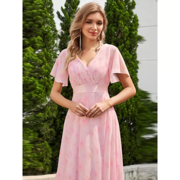 imageEverPretty Womens Formal Dress Short Sleeve VNeck Evening Dress Floor Length Mother of The Bride Dress 09890Light Purple Roses