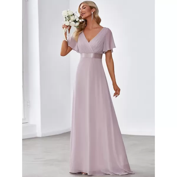 imageEverPretty Womens Formal Dress Short Sleeve VNeck Evening Dress Floor Length Mother of The Bride Dress 09890Lilac