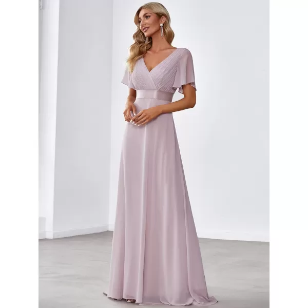 imageEverPretty Womens Formal Dress Short Sleeve VNeck Evening Dress Floor Length Mother of The Bride Dress 09890Lilac