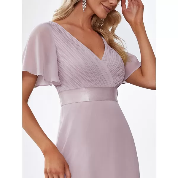 imageEverPretty Womens Formal Dress Short Sleeve VNeck Evening Dress Floor Length Mother of The Bride Dress 09890Lilac