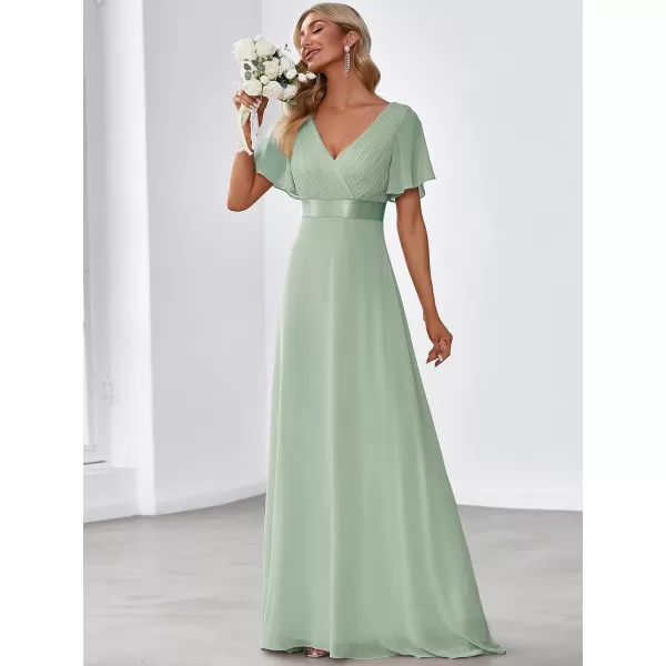 imageEverPretty Womens Formal Dress Short Sleeve VNeck Evening Dress Floor Length Mother of The Bride Dress 09890Mint Green