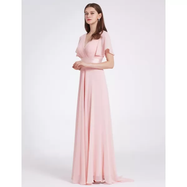 imageEverPretty Womens Formal Dress Short Sleeve VNeck Evening Dress Floor Length Mother of The Bride Dress 09890Pink