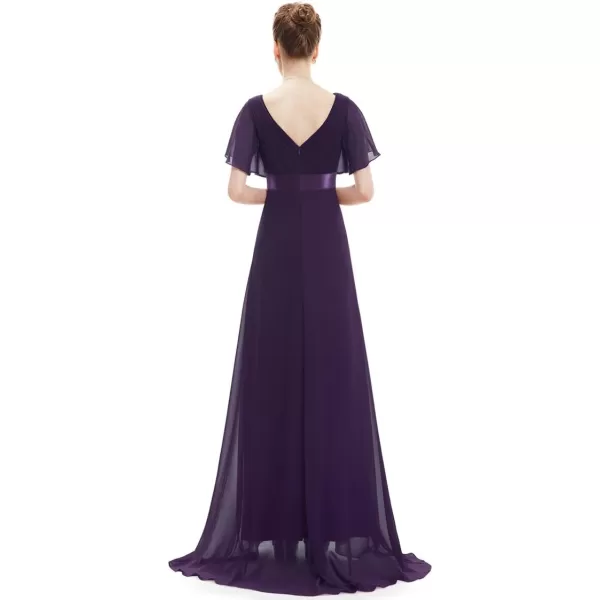 imageEverPretty Womens Formal Dress Short Sleeve VNeck Evening Dress Floor Length Mother of The Bride Dress 09890Purple