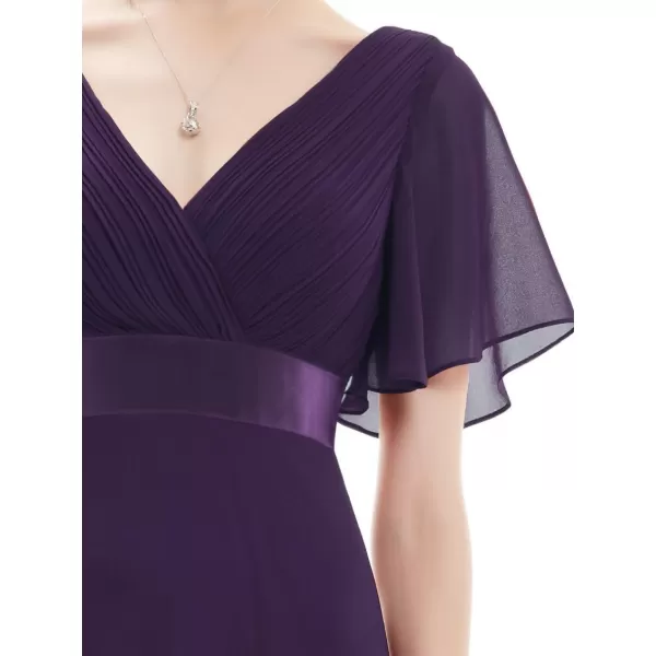 imageEverPretty Womens Formal Dress Short Sleeve VNeck Evening Dress Floor Length Mother of The Bride Dress 09890Purple