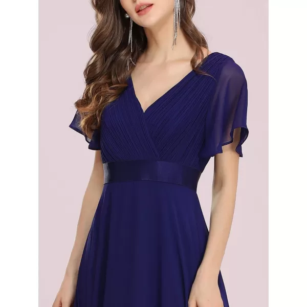 imageEverPretty Womens Formal Dress Short Sleeve VNeck Evening Dress Floor Length Mother of The Bride Dress 09890Royal Blue