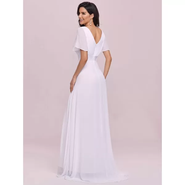 imageEverPretty Womens Formal Dress Short Sleeve VNeck Evening Dress Floor Length Mother of The Bride Dress 09890White