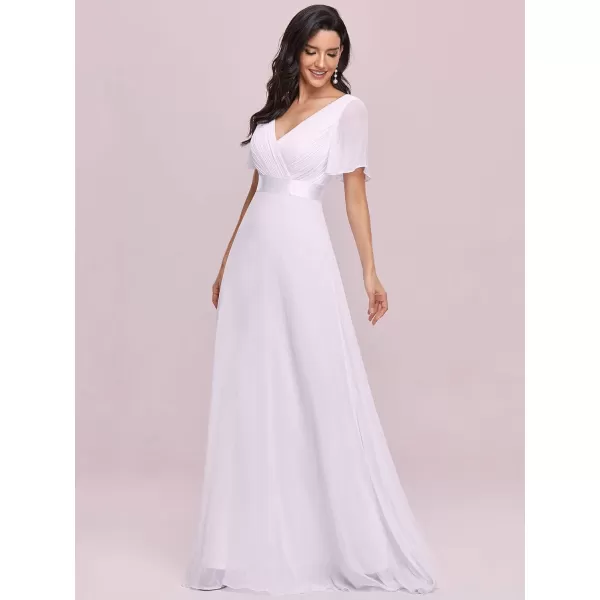 imageEverPretty Womens Formal Dress Short Sleeve VNeck Evening Dress Floor Length Mother of The Bride Dress 09890White