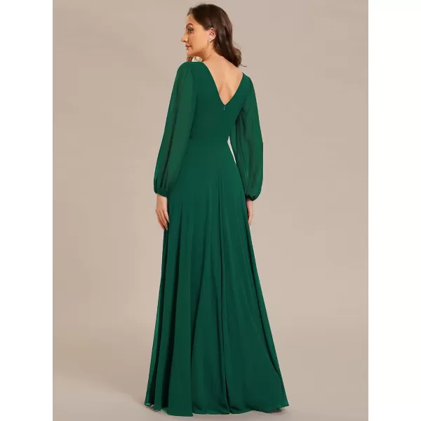 imageEverPretty Womens Formal Dresses Long Sleeve V Neck Empire Waist A Line Beading Maxi Wedding Guest Dress 01981Dark Green