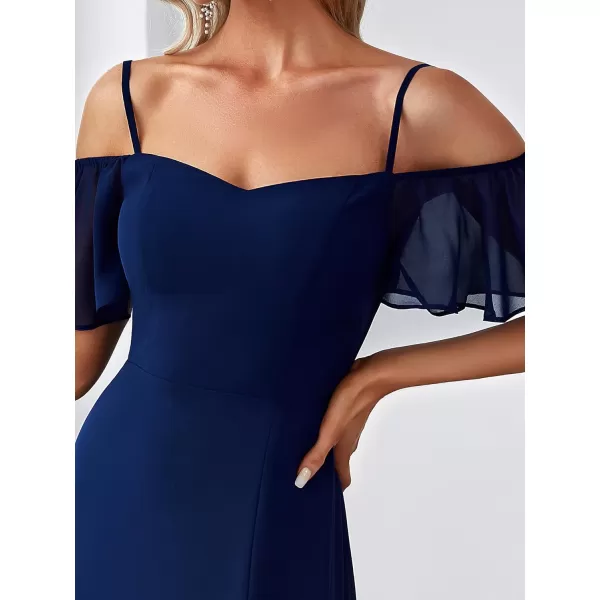 imageEverPretty Womens Formal Dresses Off Shoulder Short Sleeve Split ALine Floor Length Bridesmaid Dresses 0237Royal Blue